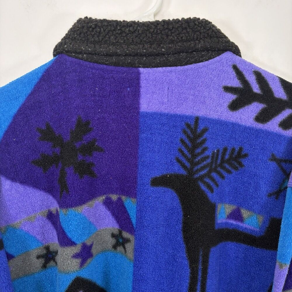 Sigrid Olsen Sport Button Up Fleece Jacket Womens Large Blue Purple Winter VTG - Picture 9 of 10